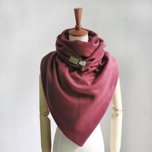 Big Size Vrouwen Winter Effen Sjaal Wraps Loop Metal Button Soft Wrap Casual Warme Deken Sjaals Ring Buis Sjaals