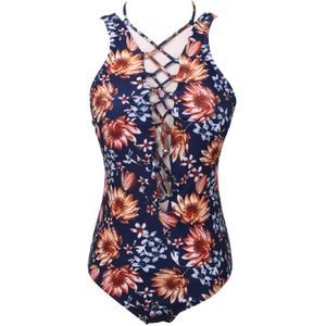 Vrouwen Diepe V Bandage Badpak Retro Bloemenprint Badmode Een Stuk Pak Vrouwelijke Badpak Zomer Beachwear Monokini