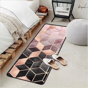 Roze Zwart Abstract Diamant Rooster Lange Deken Keuken Mat Entry Mat Anti-Slip Mat Slaapkamer Bed Deken Tapijt Slaapkamer tapijten