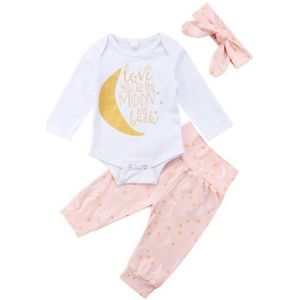 Leuke Pasgeboren Baby Jongens Meisjes Katoenen Tops Bodysuit + Broek 3 Pcs Outfits Set Kleding Maat 0-24 M