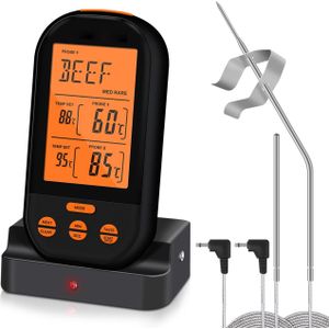 Draadloze Digitale Bbq Thermometer Keuken Oven Voedsel Koken Grill Vlees Thermometer Met 2 Sonde En Timer Temperatuur Alarm