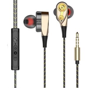 Super Bass Geluid Oortelefoon Dual Unit Stereo Wired Hoofdtelefoon oortelefoon met microfoon Headset Voor Computer MP3 Smartphone Samsung