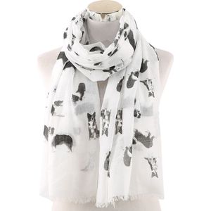 Sjaals Lady Wraps Mooie Hond Print Foulard Hijab Effen Polyester Sjaals Vrouwen Pashmina Lente Winter Neck Bandana