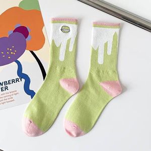 Sokken Vrouwen Midden Buis Sokken Koreaanse Netto Rood Trendy Katoen Veelzijdige Regenboog Multicolor