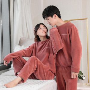 Pyjama Voor Koppels Set Dikke Warme Coral Fleece Homewear Winter Lounge Herenkleding Zachte Losse Pyjama Vrouwen Thuis Kleding pak