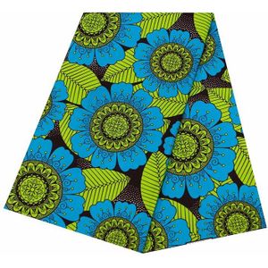 Nigeral Stijl Afrikaanse Print Wax Stof Blauwe Bloemen Print 100% Ankara Polyester Stof Voor Jurk Pendelen