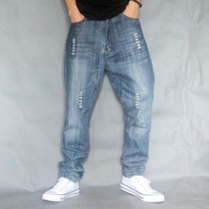 Top Mens Cargo Jeans Broek Gat Ripped Hip Hop Baggy Jeans Heren Loose Fit Casual Broek Katoen Maat 40 42