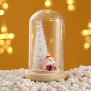 Led Mini Kerstbomen Pine Bomen In Glas Dome Op Houten Basis Ambachten Tafel Top Decoraties Voor Kerst Decoratie