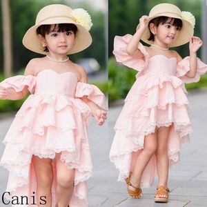 Peuter Kids Baby Meisje Zomer Kant Schoudervrij Jurk Ruffle Party Bruidsmeisje Jurken