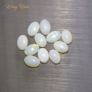Wong Regen Top 1 PCS Natuurlijke 4*6 MM Ovale Witte Vuur Opaal Losse Edelsteen DIY Decoratie Sieraden Veel Bulk