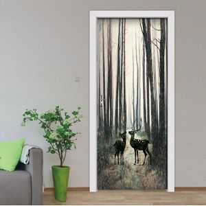 Deurstickers - 3D - PVC - Waterdicht - Nordic Bos Elanden - Modern - Muurschildering