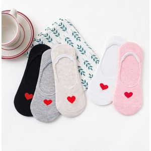 5 Paren/partij Cartoon Liefde Hart Vrouwen Sokken Silicone Slip Onzichtbare Katoen Sok Zomer Grappige Korte Sok Leuke Patroon