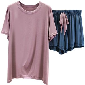 Tweedelige Set Vrouwen Tee Tops + Mini Shorts Pak Shorts Mouwen Pyjama Tops Bodycon Shorts 2 Stuks Set Vrouwen solid Trainingspak #3