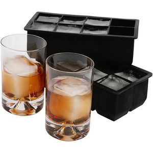 Zwart 8 Grote Grids Food Grade Grote Kubus Jumbo Grote Giant Grote Siliconen Diy Ice Cube Vierkante Tray Mold Mould keuken Accessoires