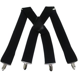 Winfox Vintage Zwart Wit 5Cm Breed Heren Bretels Mannen Bretels 4 Clip Elastische Bretels Mannelijke