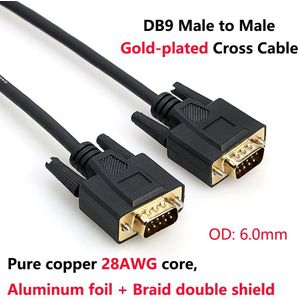DB9 Male Naar Male Vergulde Cross Kabel Zuiver Koper Lijn RS232 9 Pin Seriële Connector Draad Com Core met Dubbele Schild