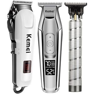 Kemei Haar Snijmachine Tondeuse Elektrische Scheerapparaat Voor Mannen 3 Stuk Set Kemei Tondeuse Trimmer Voor Mannen Usb Opladen haar Trimmer