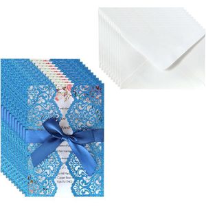 10 Stks/set Trouwkaarten Kaart Lint Holle Kant Enveloppen Bridal Shower Bruiloft Decoratie Feestartikelen
