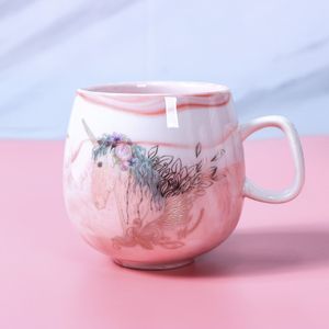 300Ml Marbling Paar Flamingo Koffie Mokken Keramische Mok Cup Leuke Eenhoorn Mok Student Water Cups stijl Vorm