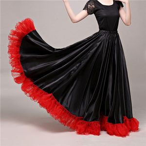 Luxe Team Wear Flamenco Rok Voor Vrouwen Gypsy Meisjes Spaans Traditionele Nationale Dansen Kostuums Kant Satijn Maxi Jurk