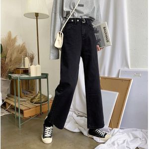 Denim Harem Zwarte Jeans Voor Vrouwen Herfst Boyfriend Denim Wijde Pijpen Broek Oversize Hoge Taille Jean Streetwear