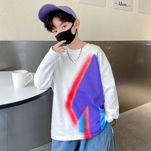 Kinderen Lente Herfst Kleding Jongens Sweatshirt Katoen Tops Koreaanse Stijl Kids Gedrukt T-shirts Grote Tieners Casual Outfits