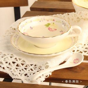Traditionele Chinese Thee Kopjes Porselein Vintage Bone China Keramiek Thee Koffie Cup Set Bloem Gouden Rand Xicara Drinkware EB50BD