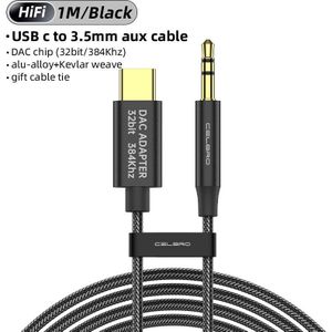 1M 2M Hifi Dac Type C Aux Audio Kabel Usb C 3.5 Jack 3.5Mm Speaker Cabel voor Xiaomi Oneplus Samsung Oortelefoon Connector