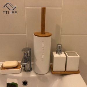 Ttlife Bamboe Staande Toiletborstel Set Met Base Badkamer Wc Borstel Houder Wc Accessoires Badkamer Producten