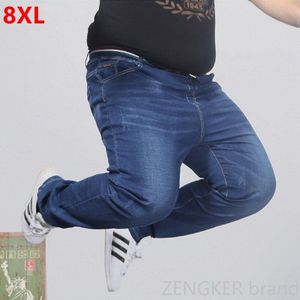 Elastische Taille Oversized Stretch Jeans Mannelijke Plus Size Losse Grote Man Broek 2x-8x Grote Werven