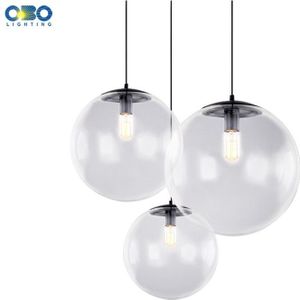 Glazen Hanglamp E27 Parlor/Eetkamer/Slaapkamer Moderne Verlichting Vintage Koord Hanger Verlichting LED Transparante Glazen Bal