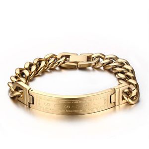 Hoge Hoeveelheid 316L Rvs Punk Armband Jesus Cross Goud Kleur Chain Charm Armbanden Voor Mannen Fijne Sieraden