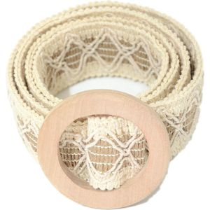 Rainie Sean Gebreide Riemen Voor Vrouwen Hout Glad Gesp Beige Taille Riem Voor Jurk Vintage Vrouwen Riem Vrouwelijke Accessoires