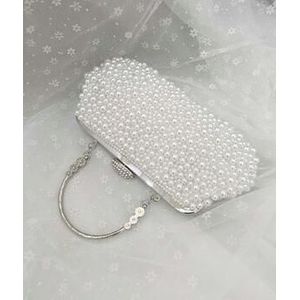 Wit/Ivoor/Parel Zakken Mode Vrouwen Dag Koppelingen Avondtasje Bruid Clutch Kralen Handtas Banket Tas Parel Portemonnee met Ketting