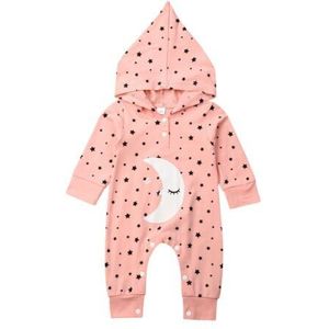 Winter Dikke Peuter Baby Meisjes Jongen Maan Hooded Jumpsuit Romper Herfst Ster Warme Casual Kleding