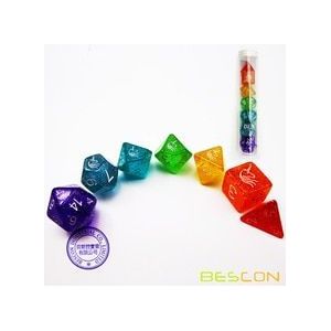 Bescon Unicorns Regenboog Sparkled Polyhedral D &amp; D Dobbelstenen Set Van 7 Kleurrijke Rpg Rol Playing Game Dobbelstenen 7 Pcs set