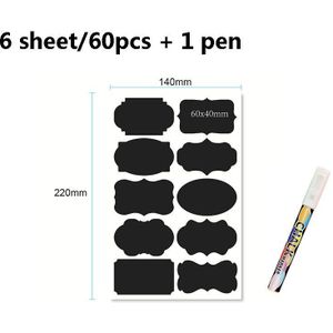 84Pcs Potten Schoolbord Label Stickers Met Pen Keuken Accessoires Voedsel Fles Container Blackboard Op De Blikjes Keuken Gadgets