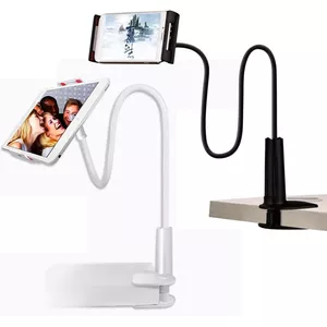 Zwanenhals Tablethouder – 75 Cm Flexibele Arm, 360° Draaibaar, Metaal, Geschikt Voor 11,5-18 Cm Apparaten, Met Oplaadgaten – Voor Bed, Keuken, Bureau