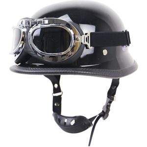 Locomotief Retro Helm Duitse Helm Motorhelm Outdoor Riding Half Helm met Bril