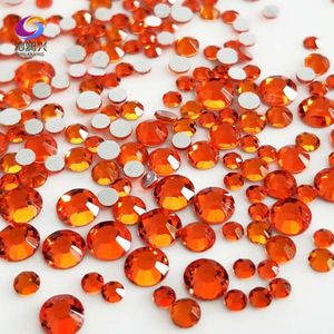 300 stks Mix SS4-SS16 Size Oranje rood Niet HotFix plaksteen glas crystal 3D Nail Art Strass diy Decoraties