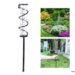 Neerslagmes met grondpen, regenmeter voor tuin, vorstbestendig, met 17 overzichtelijke schalen, tuin, regenmeter, weerstation, glas, maatbeker, geschikt voor tuin- en terrasontwerp, JS-02636