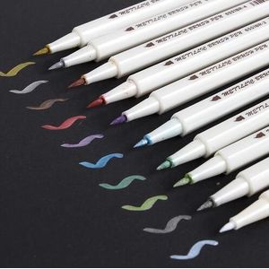 Sta 10 Farben Metallischen Marker Stift Diy Scrapbooking Handwerk Weichen Borstel Stift Art Pen Bont Schreibwaren Schule Liefert