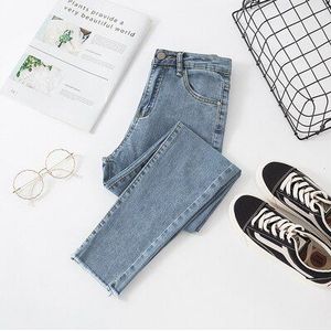 Shijia Vrouw Skinny Jeans Elastische Gary Blauw Hoge Taille Casual Enkellange Dunne Denim Potlood Broek Vrouw mon Jean Herfst