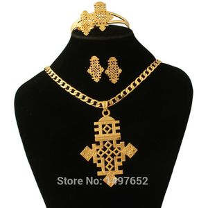 Ethiopische Sieraden Sets Mode Jewelry18k Goud Kleur Cross Sets Afrikaanse Bruids Sieraden sets