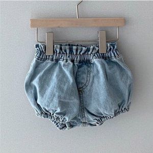 2022 Koreaanse Stijl Zomer Baby Meisjes Jongens Shorts Wit Blauw Elastische Taille Denim Pp Lantaarn Broek Kinderkleding E1980