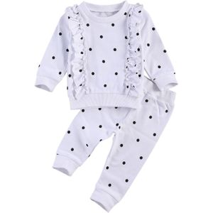 Pasgeboren Kinderen Jongen Lange Mouw Ruches T-shirt Broek Lente Baby Jongens Meisjes Stippen Kleding Set Peuter Meisjes Outfits Set 0-24M