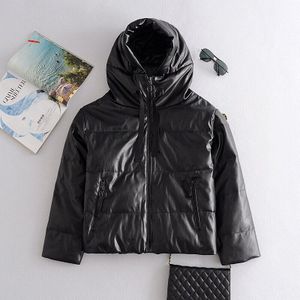 Toppies Winter Parka Vrouwen Pu Leer Rits Jas Kapmantel Dikkere Warm Uitloper