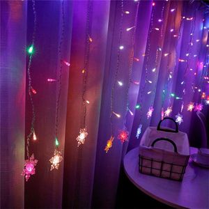 3.5M Eu Plug Sneeuwvlok Gordijn Licht Fairy String Lights Kerstmis Garland Outdoor Voor Feest Thuis Bruiloft Jaar Decor