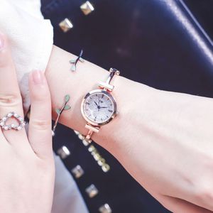 Luxe Sterrenhemel Dial Vrouwen Horloges Mode Kleine Dames Armband Horloge Eenvoudige Goud Zilver Roestvrij Staal Quartz Horloges