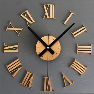Creatieve DIY Wandklok Modern Woonkamer Klokken Vintage Retro Stijl Romeinse Cijfers Muur Horloge Stille Home Decor